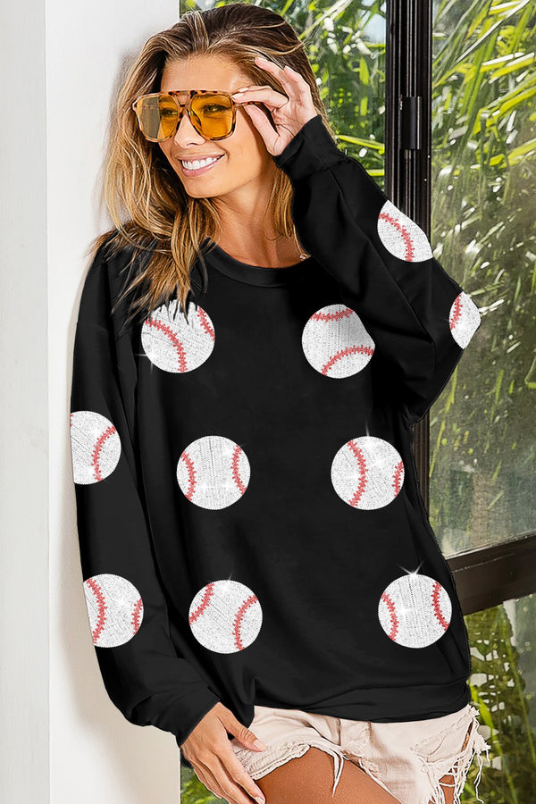 Baseball Glam Sweatshirt- Black