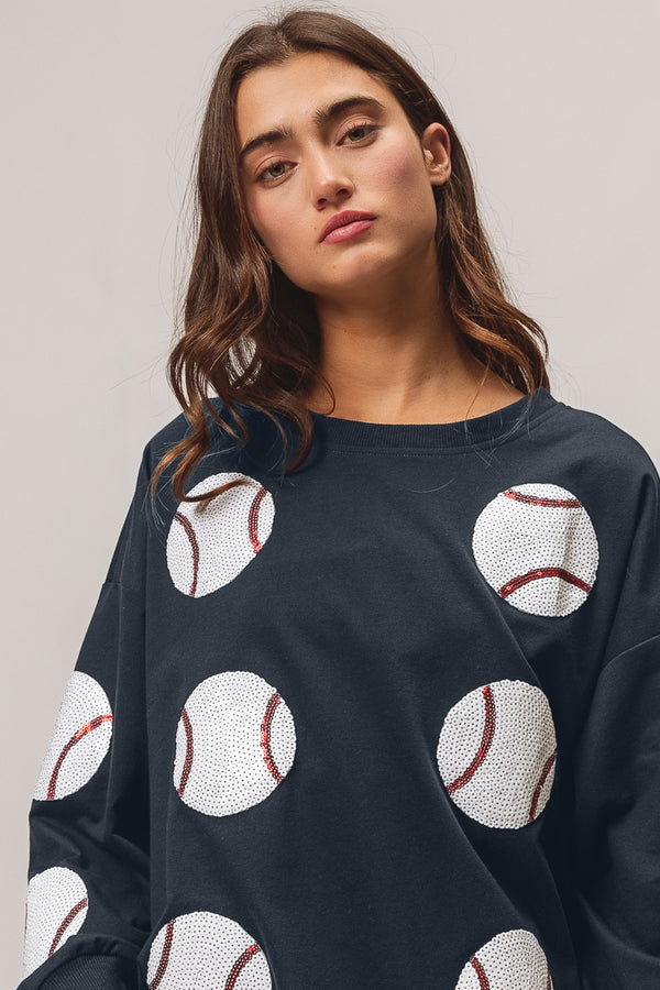 Baseball Glam Sweatshirt- Navy