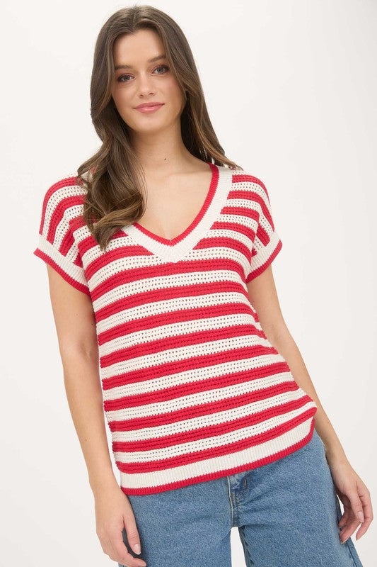 Red, Wine & Stripes Top