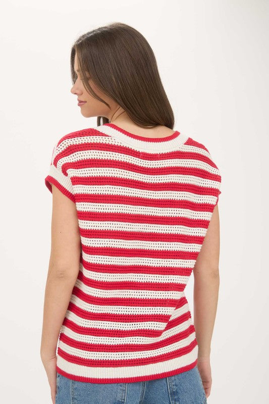 Red, Wine & Stripes Top