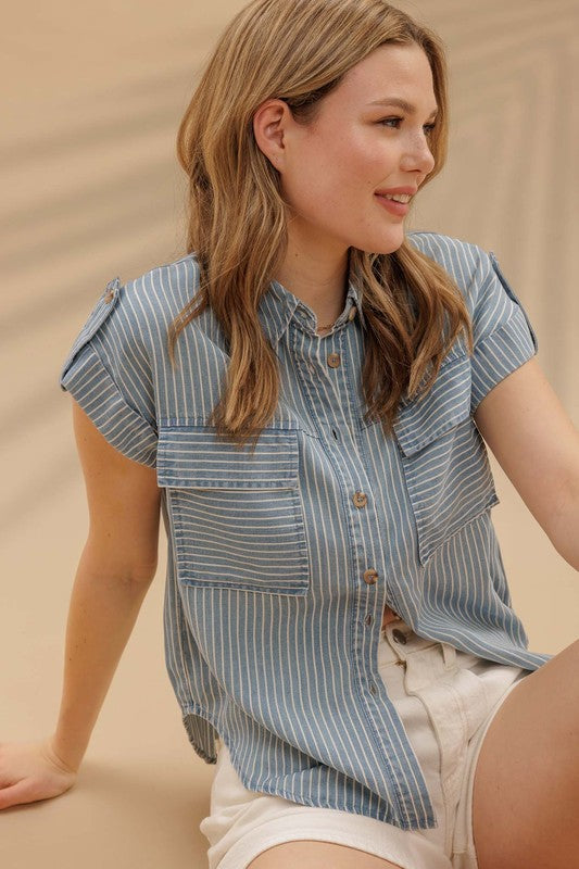 Chambray Stripes Top