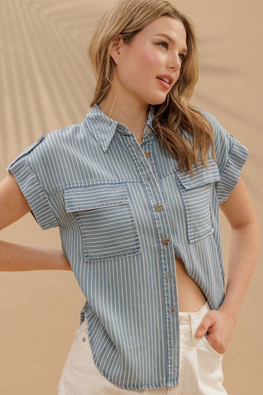 Chambray Stripes Top