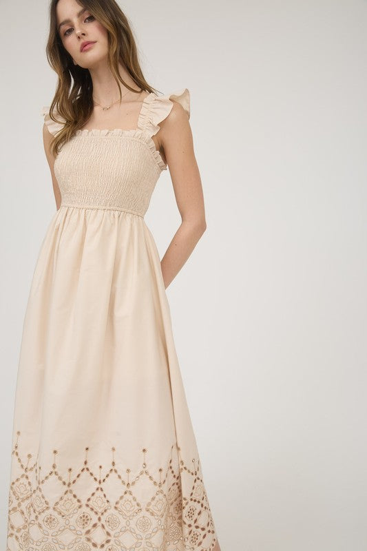 Elsie Eyelet Dress- Natural