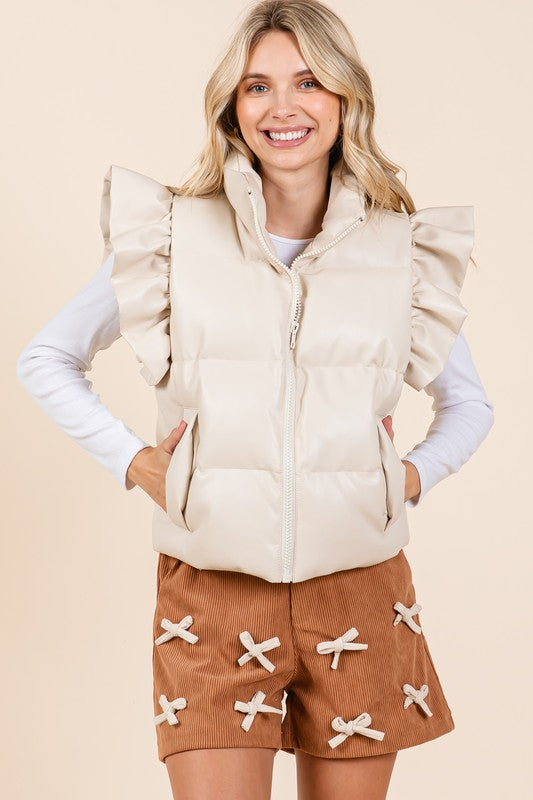 Cream Ruffled Vest