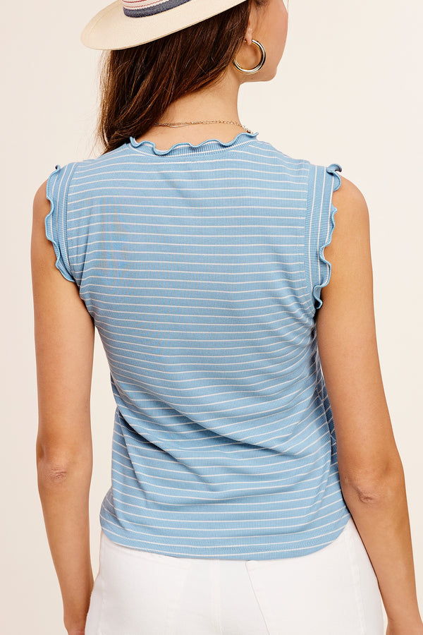 Stripes For Spring Top- Baby Blue