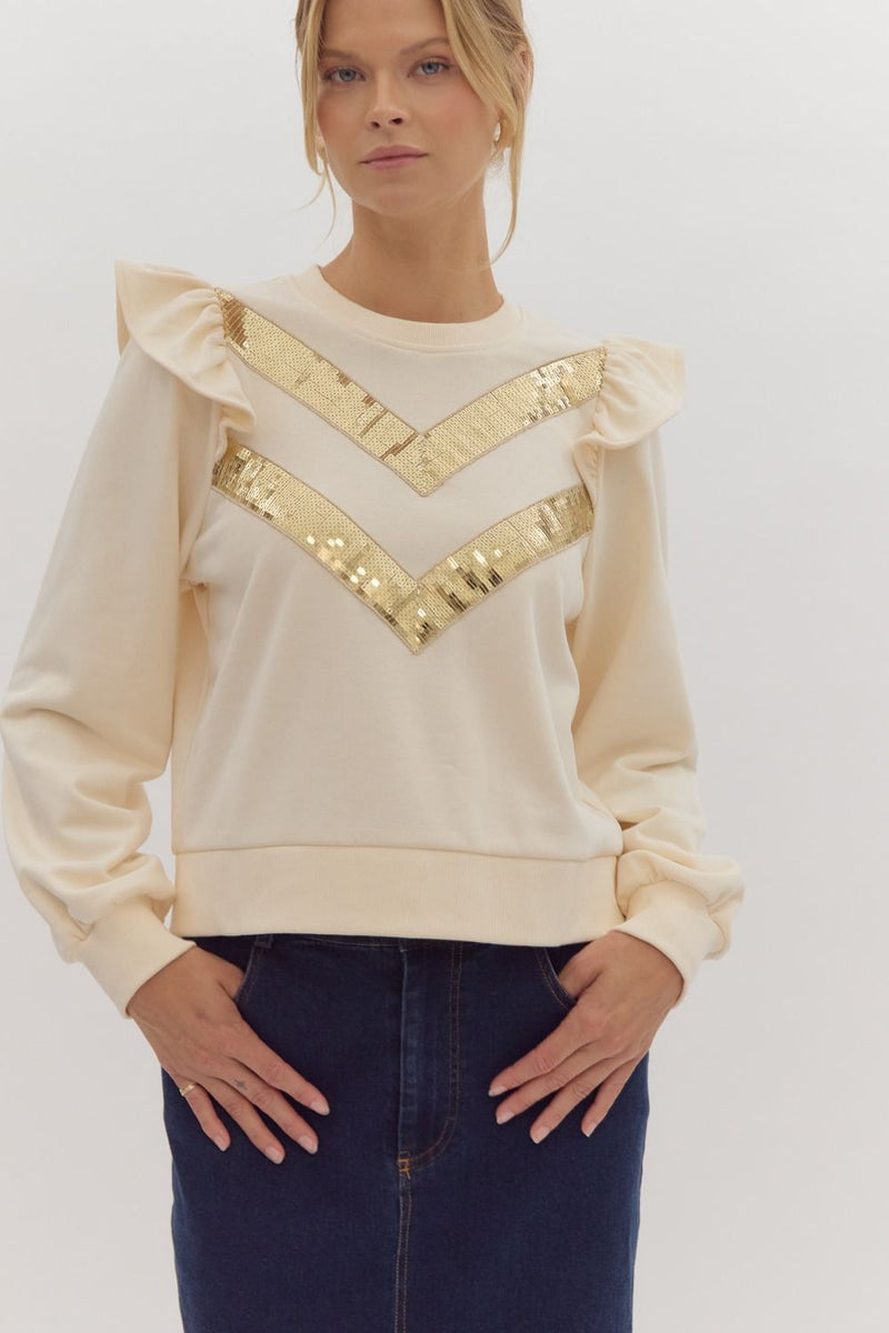 Touch of Sequin Puffed Sleeve Sweater