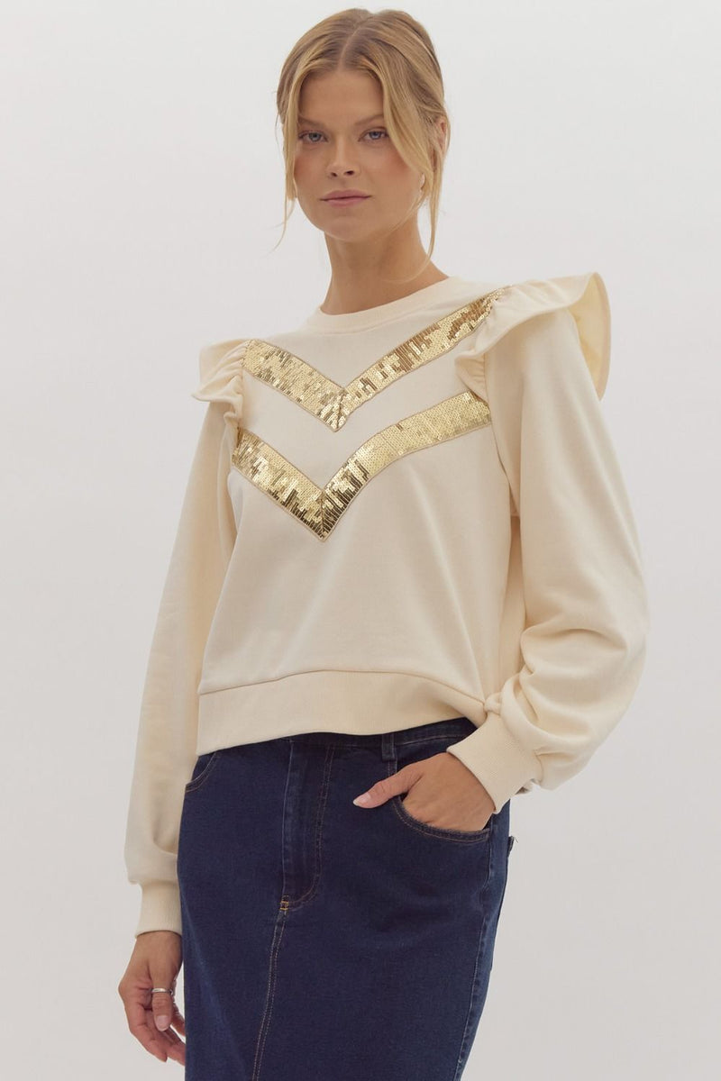 Touch of Sequin Puffed Sleeve Sweater