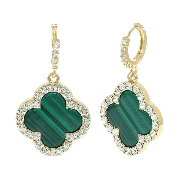 Quatrefoil Gem Earring- Green