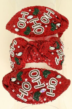 Ho Ho Ho Headband- Red