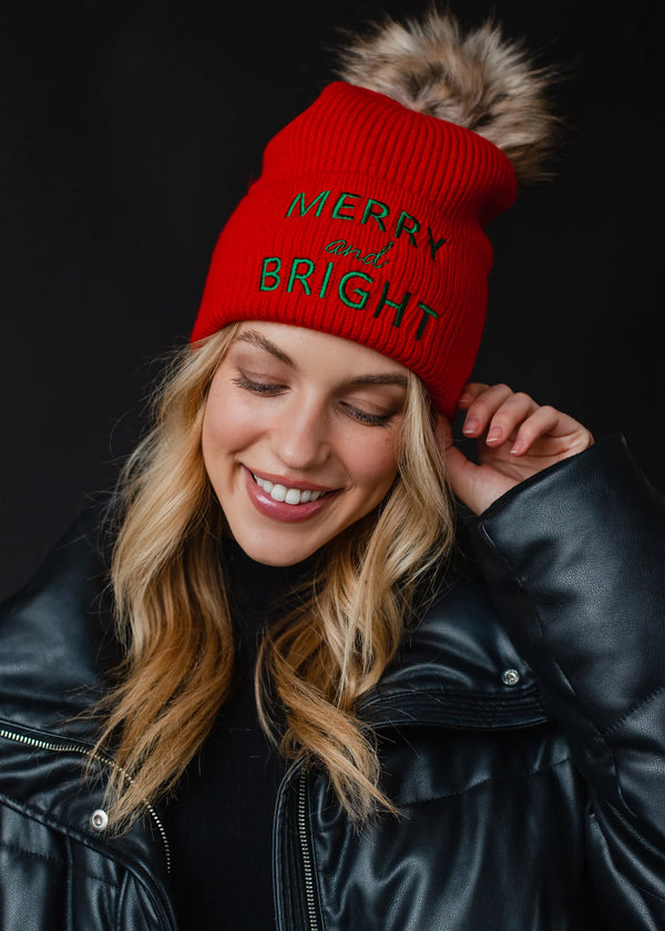 Red Winter Beanie- Merry & Bright