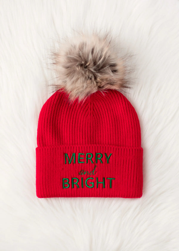 Red Winter Beanie- Merry & Bright