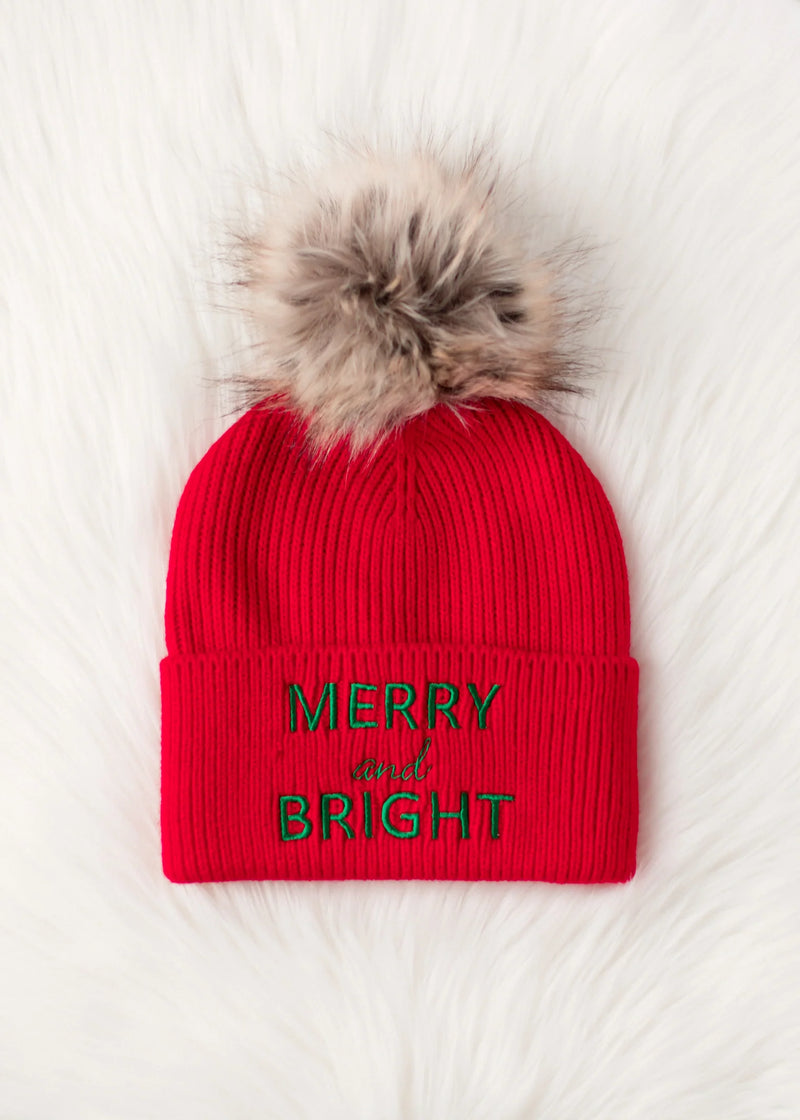 Red Winter Beanie- Merry & Bright