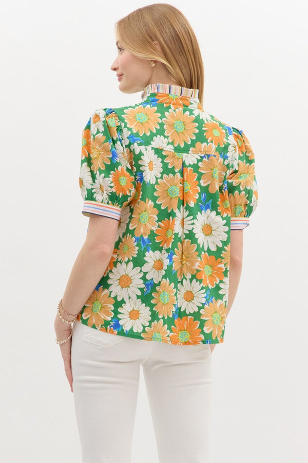 Gorgeous In Green Floral Blouse