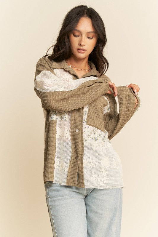 Kristy Contrast Jacket-Olive