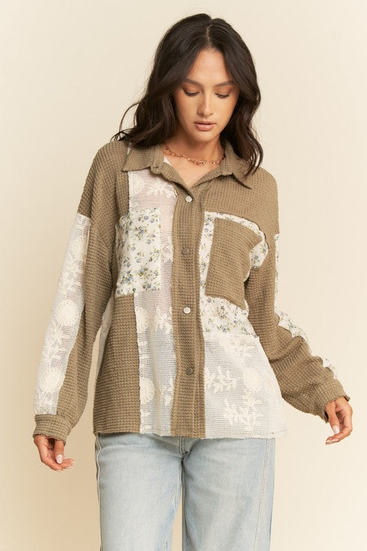 Kristy Contrast Jacket-Olive