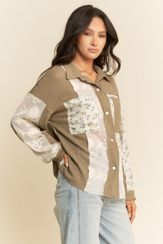 Kristy Contrast Jacket-Olive
