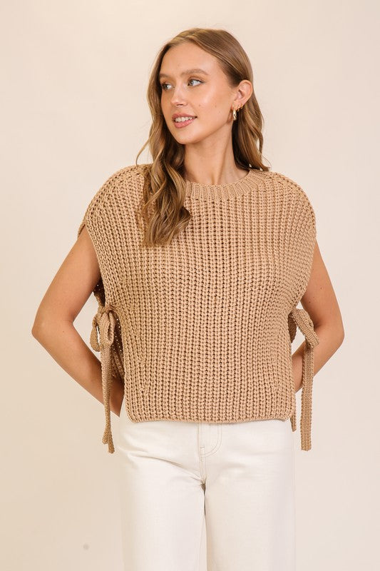 Tesla Textured Knit Top- Taupe