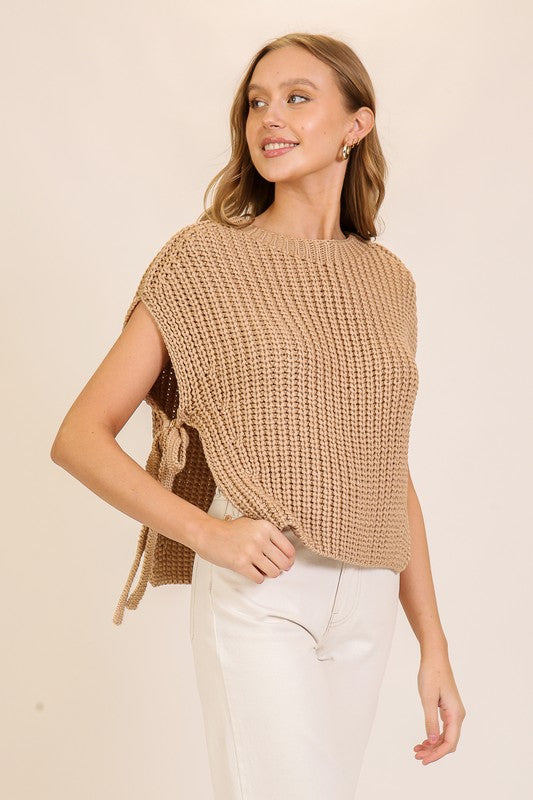 Tesla Textured Knit Top- Taupe