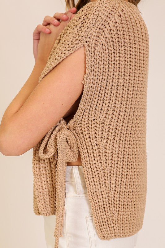 Tesla Textured Knit Top- Taupe