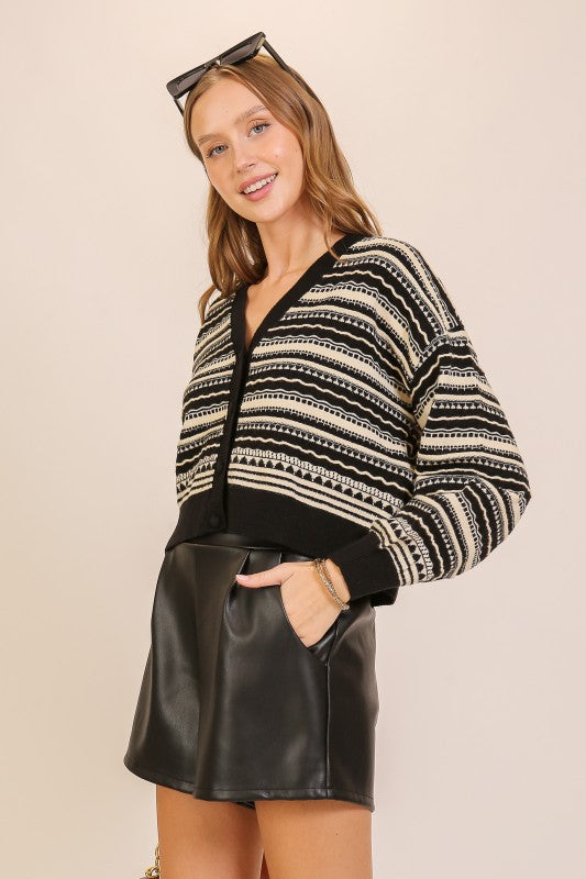 Never Basic In Black & White Cardigan
