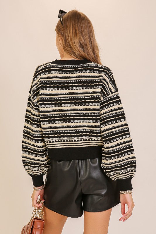 Never Basic In Black & White Cardigan