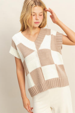 Checkered Sweater Top