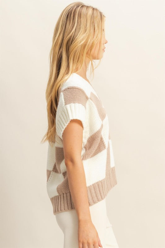 Checkered Sweater Top