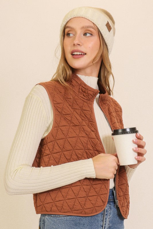 Dallas Pre-Order Quilted Vest- Mocha