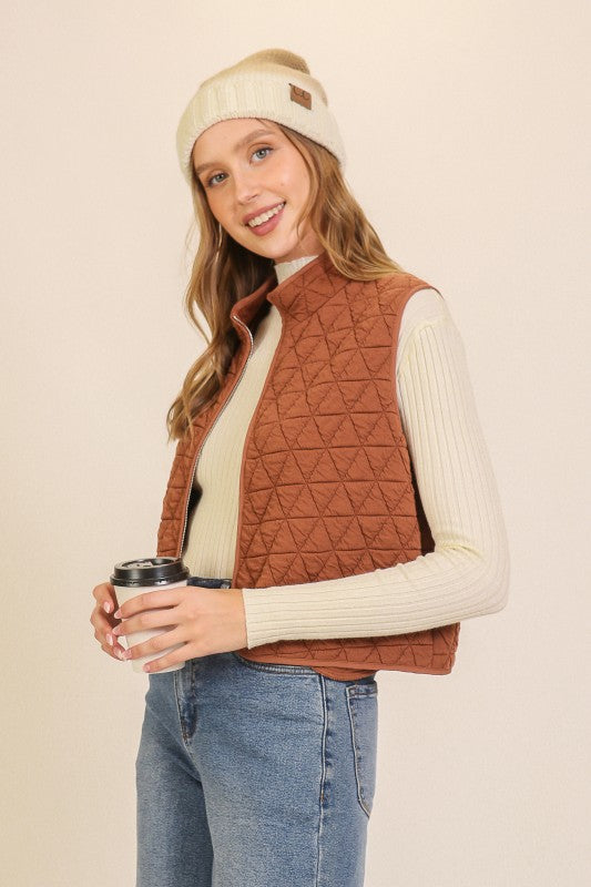 Dallas Pre-Order Quilted Vest- Mocha