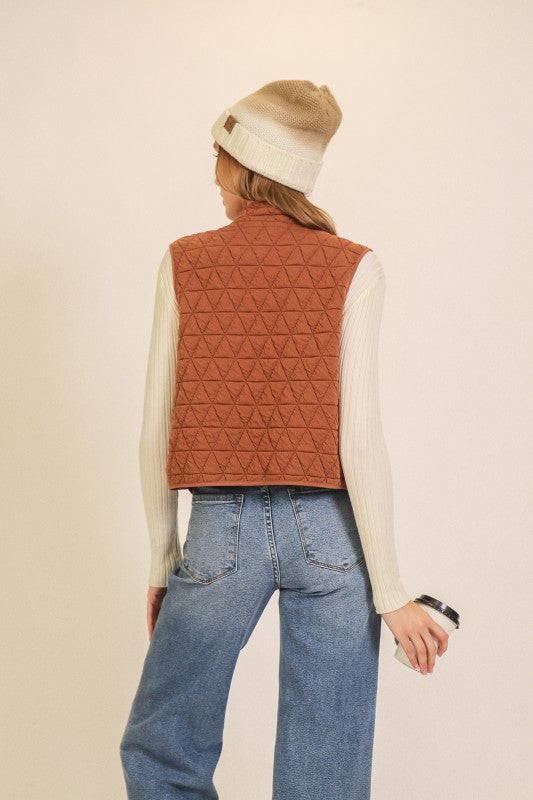 Quilted Vest- Mocha