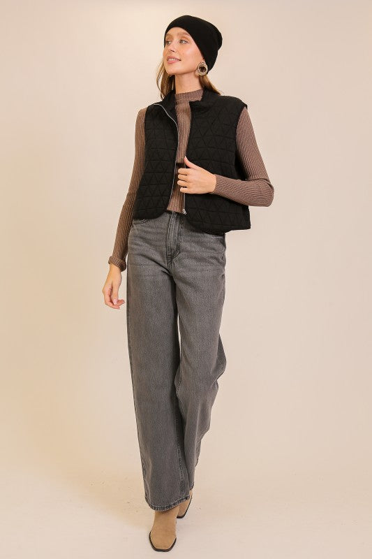 Dallas Pre-Order Quilted Vest- Black