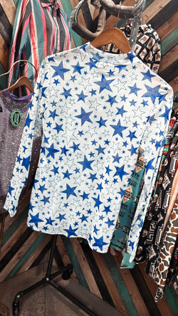 Small Star Of The Show Top- Blue/White