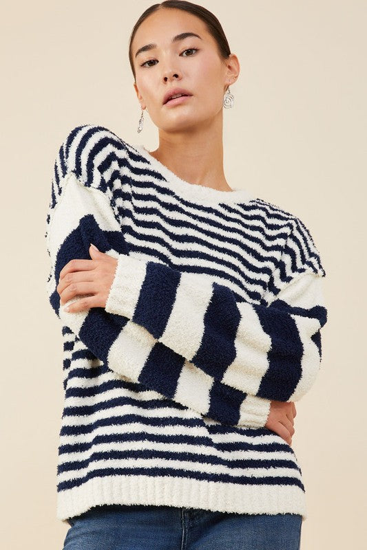 Cozy In Stripes- Navy