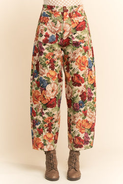 Fall Floral Barrel Denim