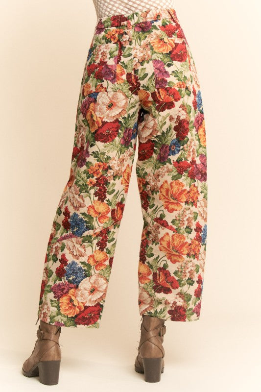 Fall Floral Barrel Denim