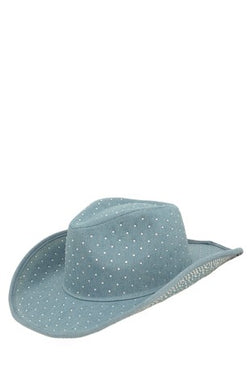 Rhinestone Cowgirl Hat - Light Denim