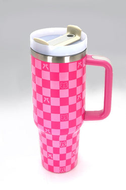 Heart Tumbler- Checkered Bow