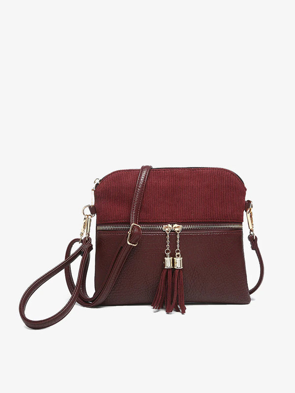 (Tara Corduroy Crossbody- Maroon