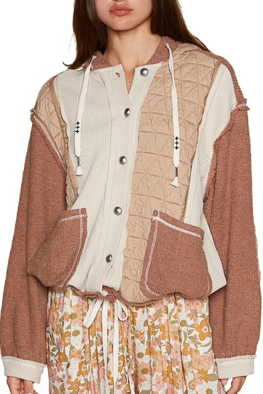 Isn’t It Ironic Waffle Zip Up- Brick