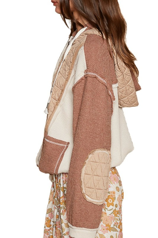Isn’t It Ironic Waffle Zip Up- Brick