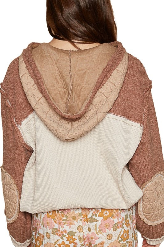 Isn’t It Ironic Waffle Zip Up- Brick