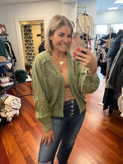 Boho Babe Open Cardigan - Olive