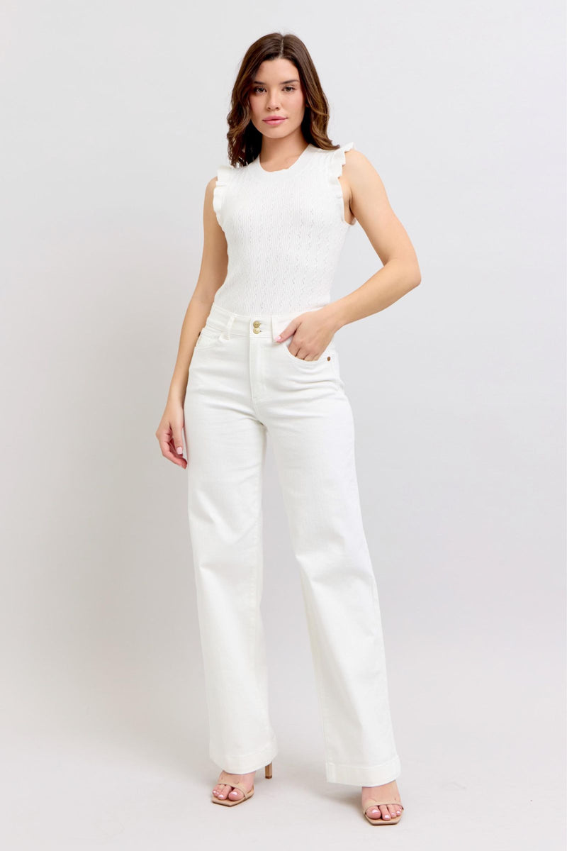 Judy Blue When In White Wide Leg White Denim