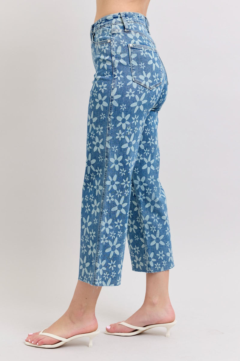 Once A Hippy- Judy Blue Flower Print Denim