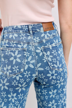 Once A Hippy- Judy Blue Flower Print Denim