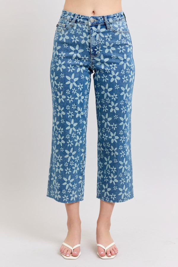 Once A Hippy- Judy Blue Flower Print Denim