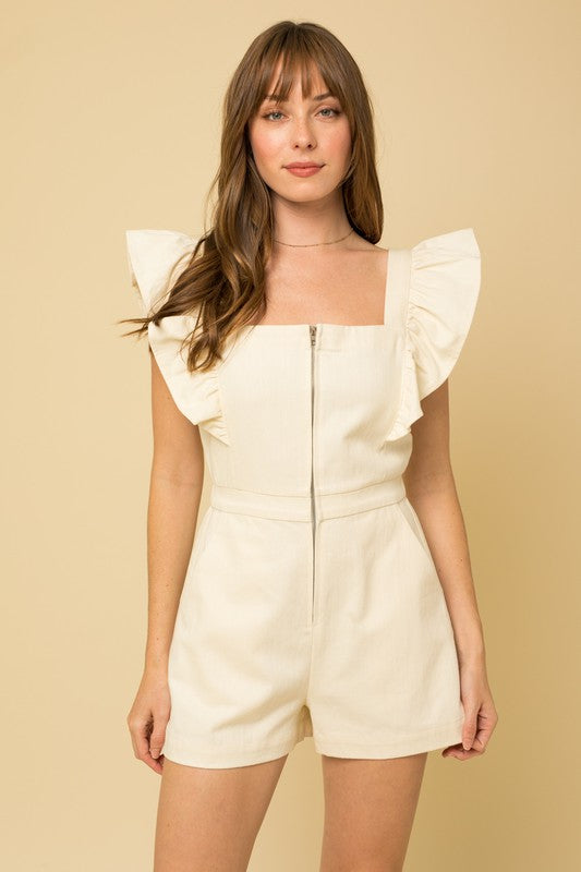 Ruffled Up Ivory Romper