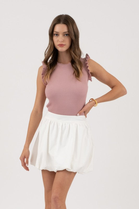 Ruffled Little Sweater Tank- Pale Pink