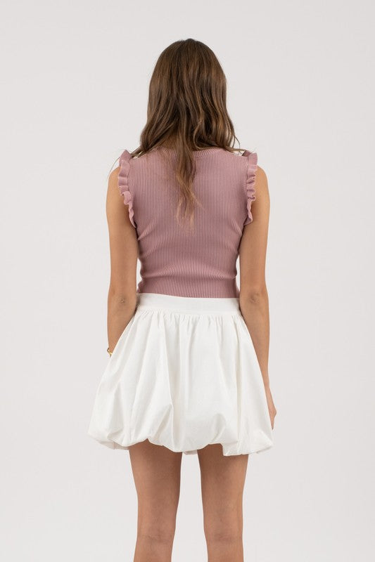 Ruffled Little Sweater Tank- Pale Pink