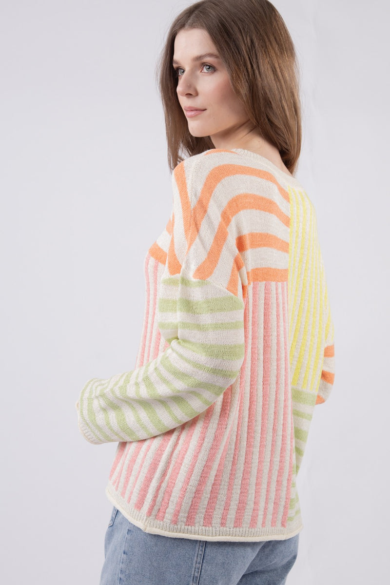 Spring Time Striped Sweater: Pink